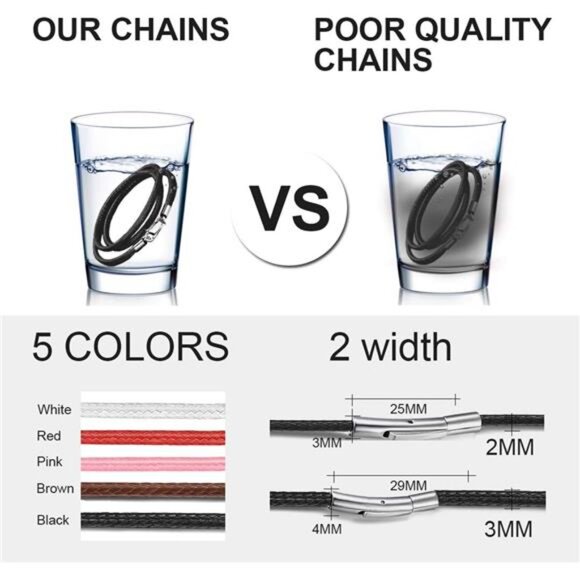 Waterproof Braided Leather Cord Chain Necklace,Men Women DIY Woven Wax RopeChain - Picture 5 of 7